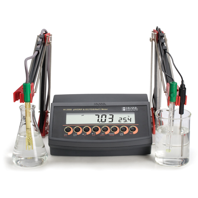 哈納微電腦pH-EC-TDS-鹽度-°C多參數水質測定儀HI2550